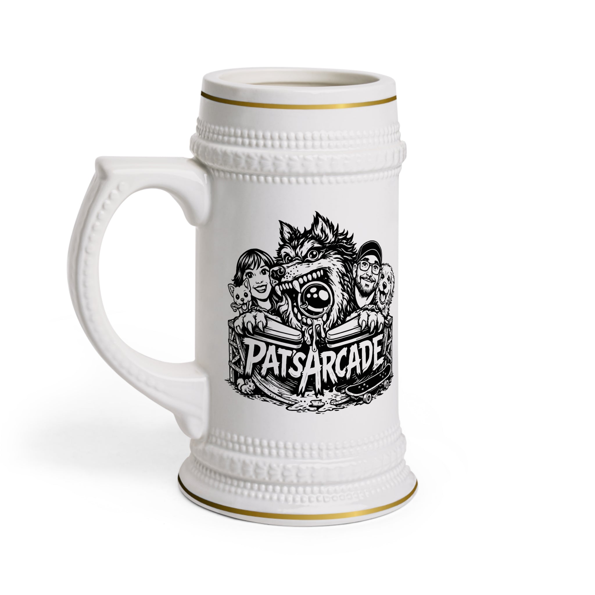 Pat's Arcade "The Pack" Ceramic Beer Stein Mug