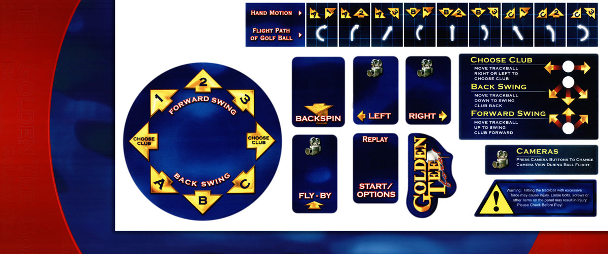 Golden Tee Control Panel Overlay with Separate Labels